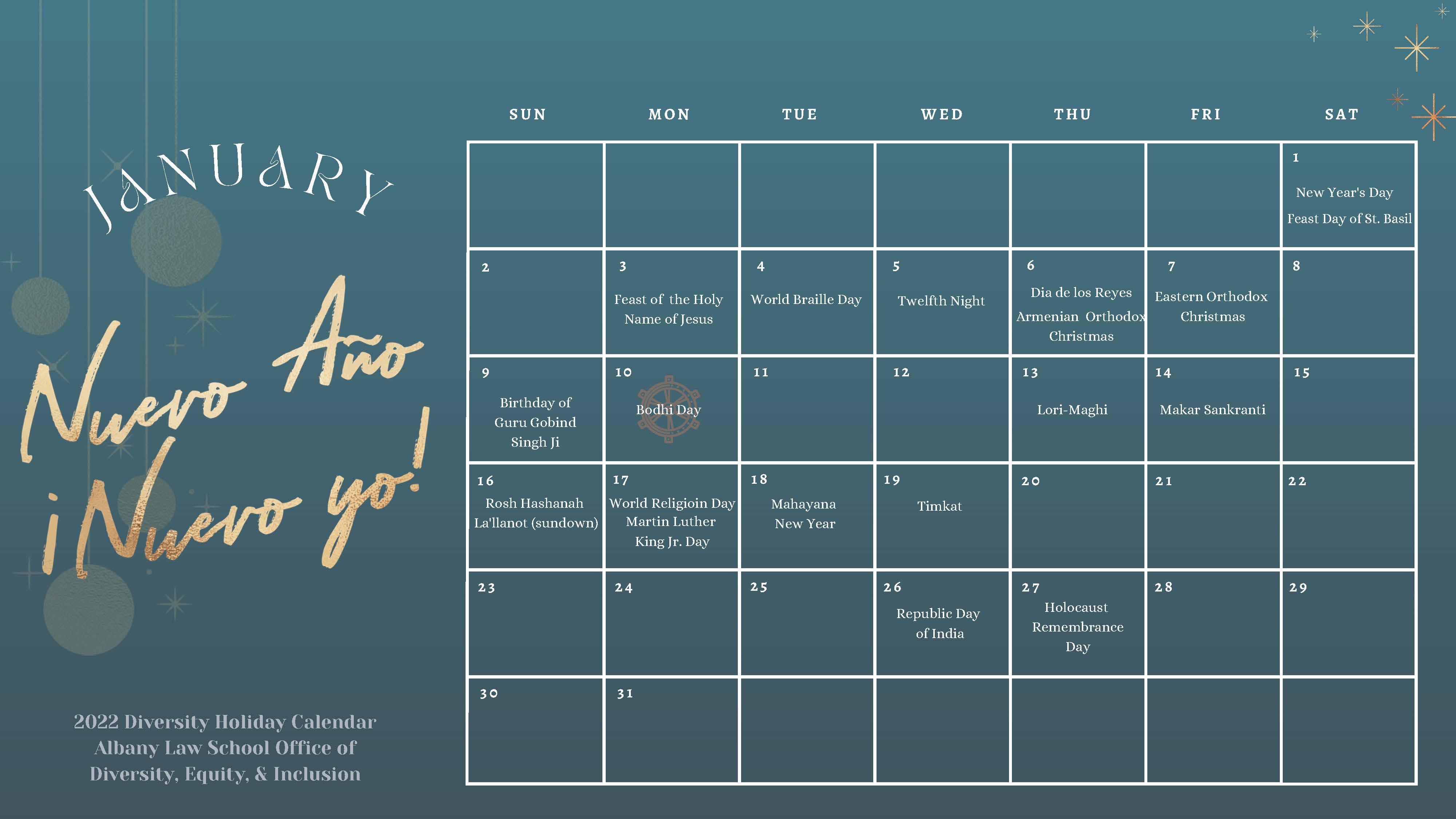 Diversity, Equity, and Inclusion Holiday Calendar